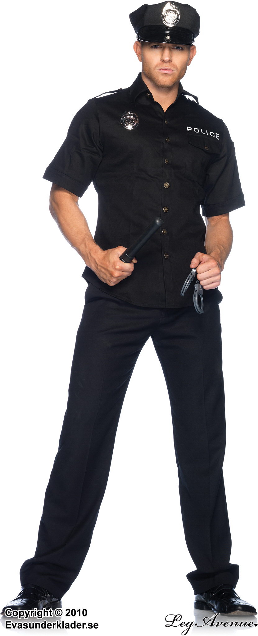 Police officer, costume set, short sleeves, buttons, pocket
